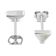 Mother of Pearl Triangle Silver Earrings - e348